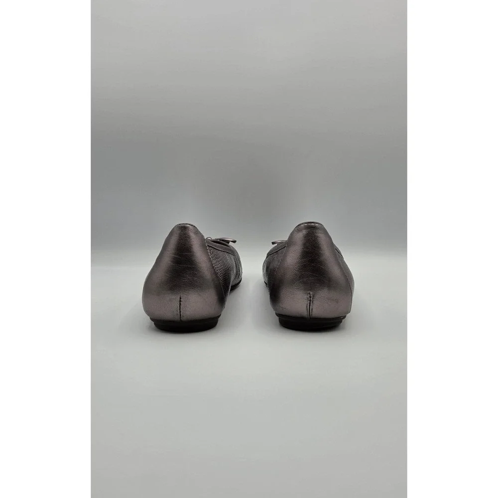 Vionic Minna Women Ballet Flats Size 8 Pewter Metallic Snake Leather Comfort